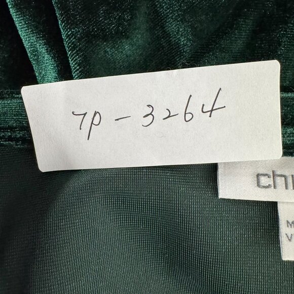 Chico's Velvet Top Womens Size 4 Green Puff Sleeve Romantic Holiday TP-3264 - Picture 2 of 8